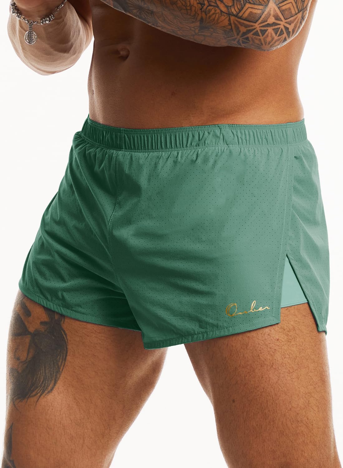 Ouber Men's Running Shorts with Liner 2'' Workout Shorts Bodybuilding Side Split Mesh Gym Shorts - Image 6