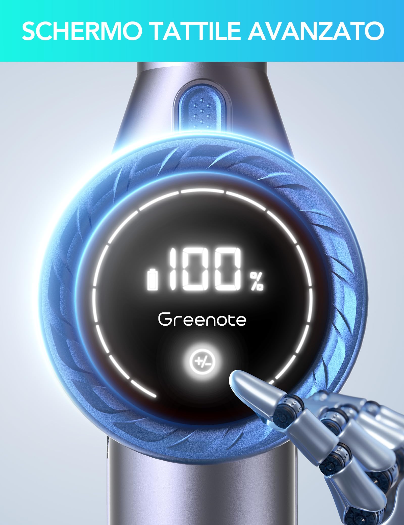 Greenote GSC60 Aspirapolvere Senza Fili 480w/33kpa, 10 in 1 Potente Aspirapolvere 50 Min, Tubo Prolungato, Touch Screen LED, Tubo Estensibile, Antigroviglio, Adatto a Pavimenti/Tappeti/Peli Animali