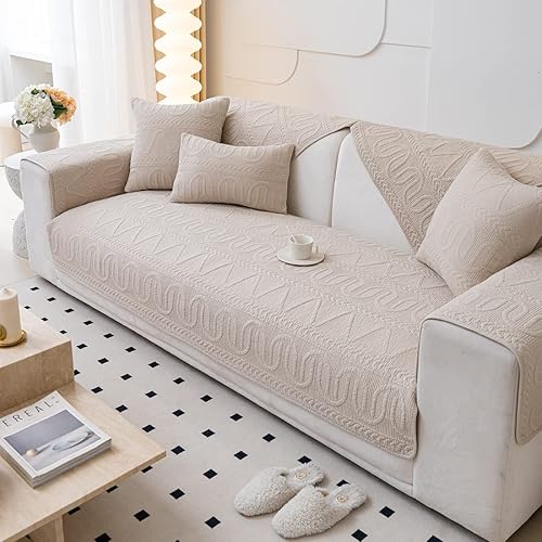 vctops Funda acolchada de algodón para sofá, con patrón geométrico bohemio, funda antideslizante para sofá modular, protector de muebles para