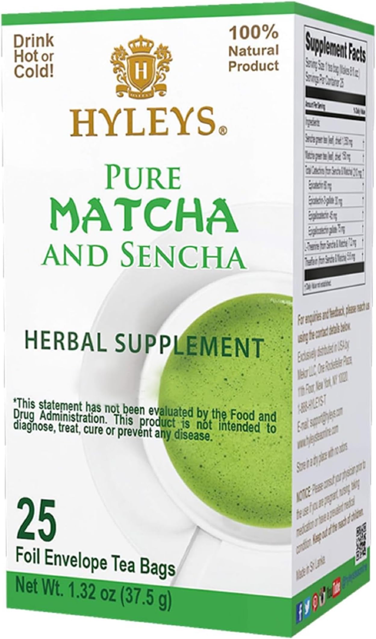 Matcha Tea Bags - 25 Tea Bags (Japanese Pure Matcha Wellness Green Tea)