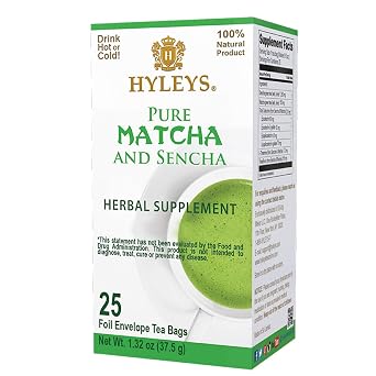 Hyleys Matcha Tea Bags - 25 Tea Bags Japanese Pure Matcha Wellness Green Tea