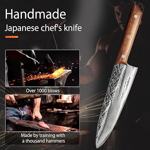 Miniatura 2 de Cuchillo de chef japonés profesional, cuchillo de cocina forjado a mano de 8 pulgadas, los cuchillos de chef vienen con acero inoxidable de alto