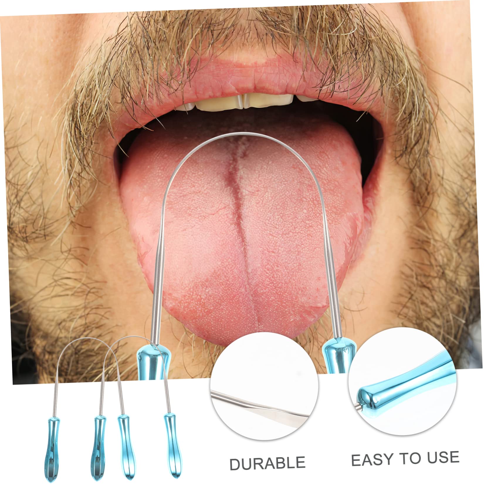 Angoily 10pezzi Raschietti Per Lingua Acciaio Inossidabile U-shaped Strumenti Per Pulizia Linguale Rimozione Alitosi e Igiene Orale Confezione Da Opp