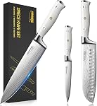 Professional Chef Knife Set Sharp Knife, German High Carbon Stainless Steel Kitchen Knife Set 3 PCS-8"Chefs Knife &7"Santoku Knife&5"Utility Knife, Knives Set for Kitchen with Gift Box