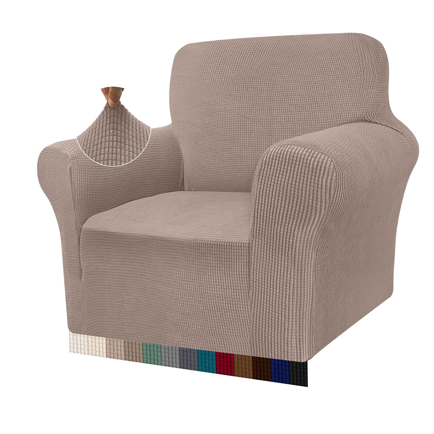 Granbest, copridivano Elasticizzato ad Alta Elasticità, Moderna, in Jacquard, per Soggiorno, Protezione per Cani e Animali Domestici (1 Posto, Sand)