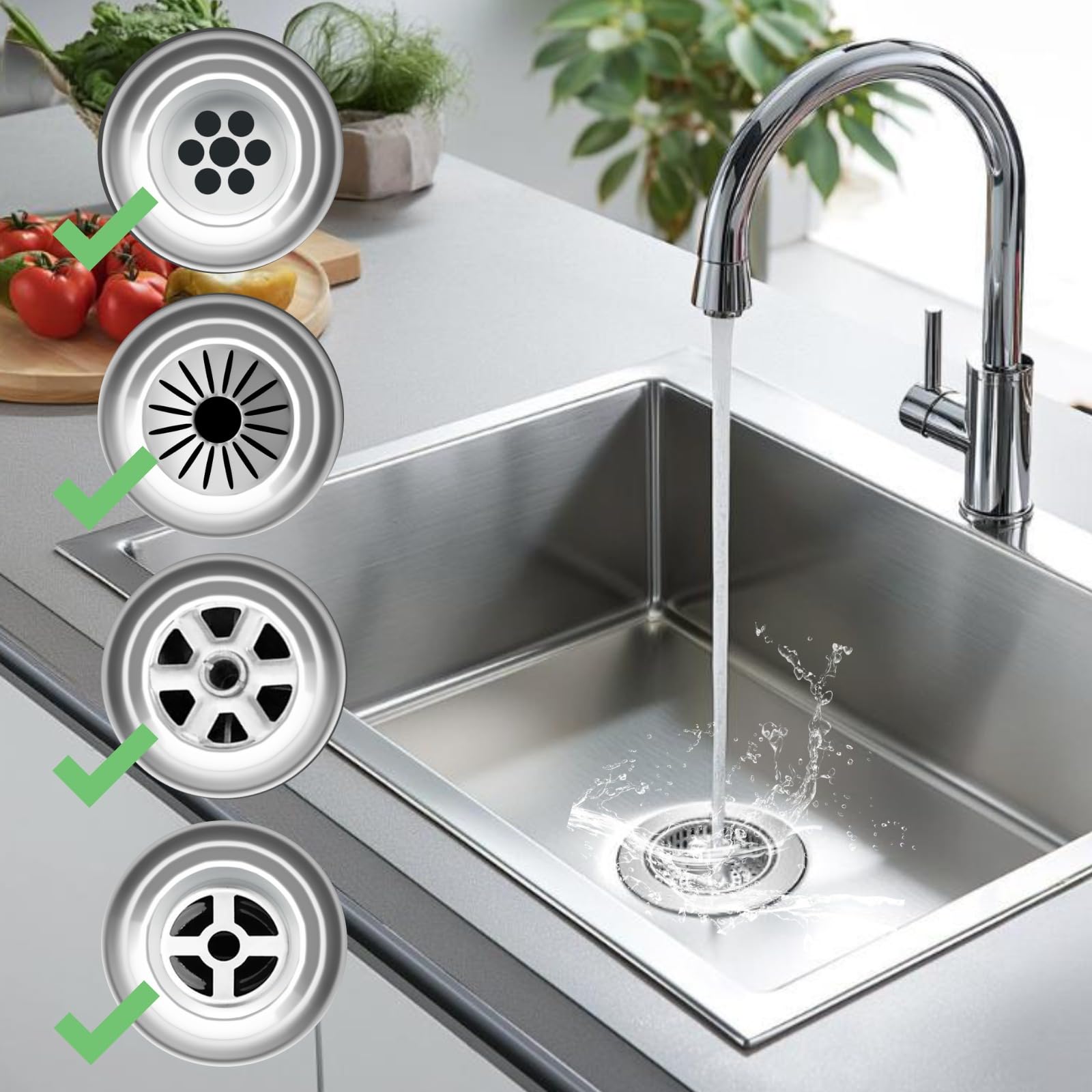 BOUCHON D'ÉVIER DE cuisine, filtre anti-obstruction, récupérateur EUR