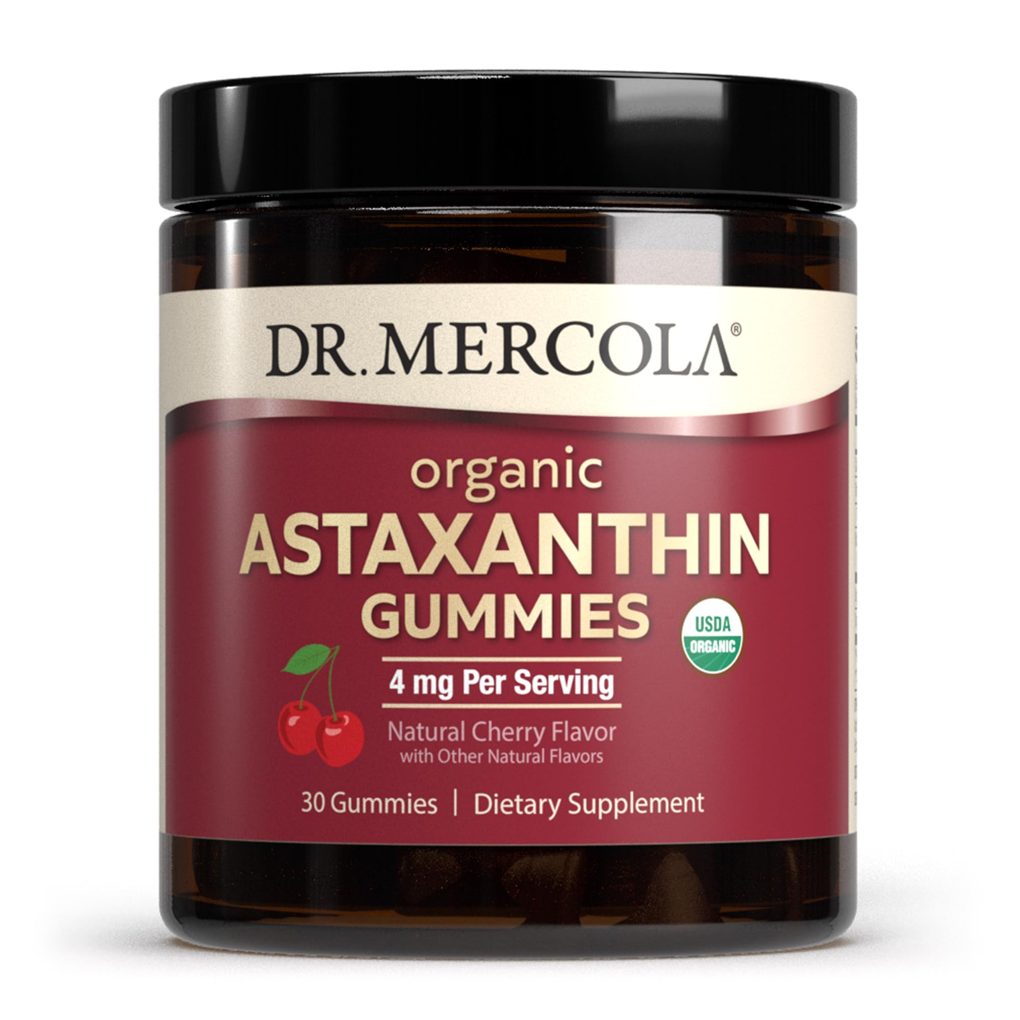 Dr. Mercola Organic Astaxanthin Gummies, 4 mg, 30 Gummies (30 Servings) 30 Count (Pack of 1)