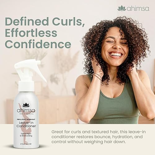 Miniatura 4 de Ahimsa Acondicionador hidratante sin enjuague para cabello seco, acondicionador hidratante para cabello dañado, ondulado, rizado o tratado con