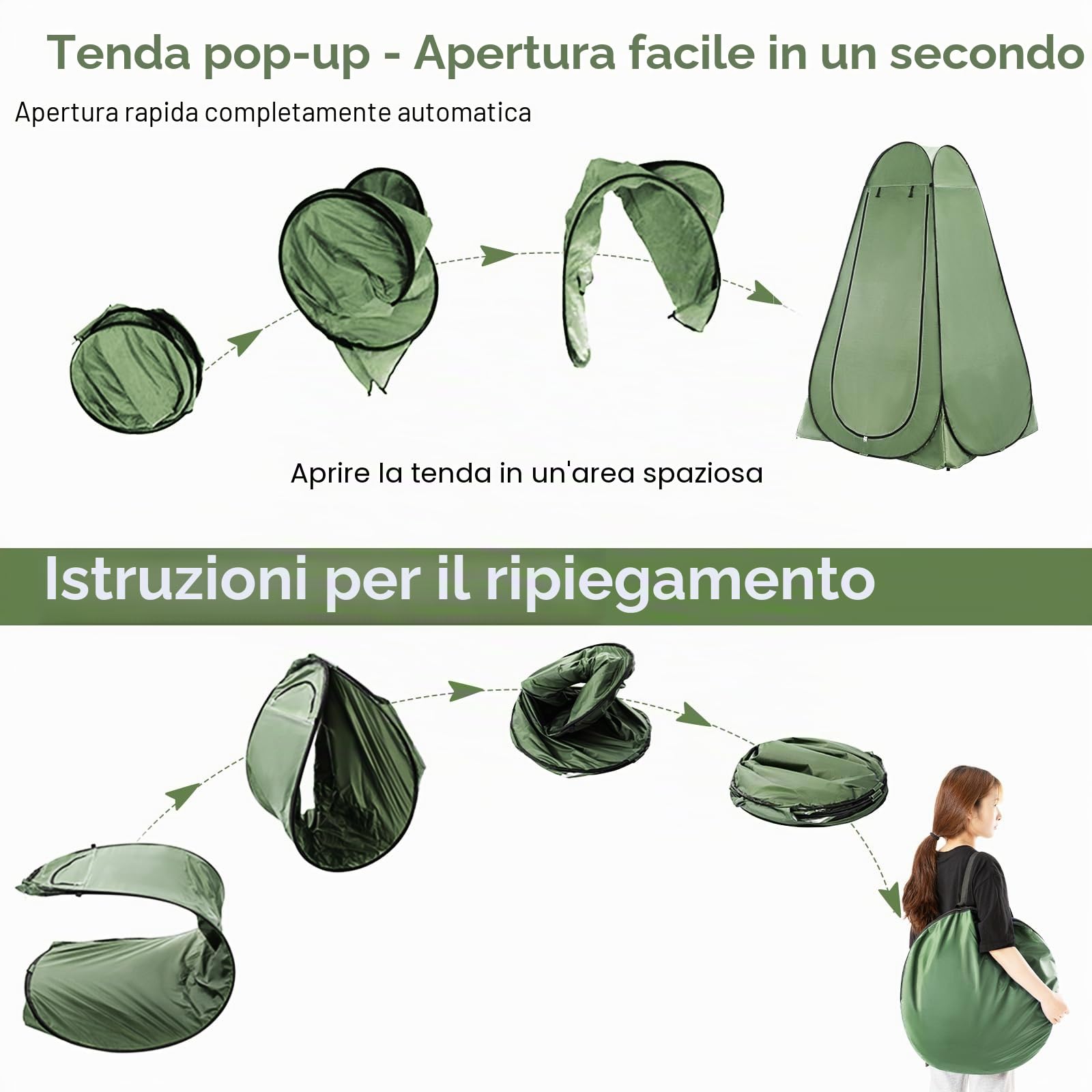 Tenda pop-up con protezione per la privacy, da campeggio, per la privacy, per esterni, campeggio, roulotte, picnic, doccia, pesca, verde