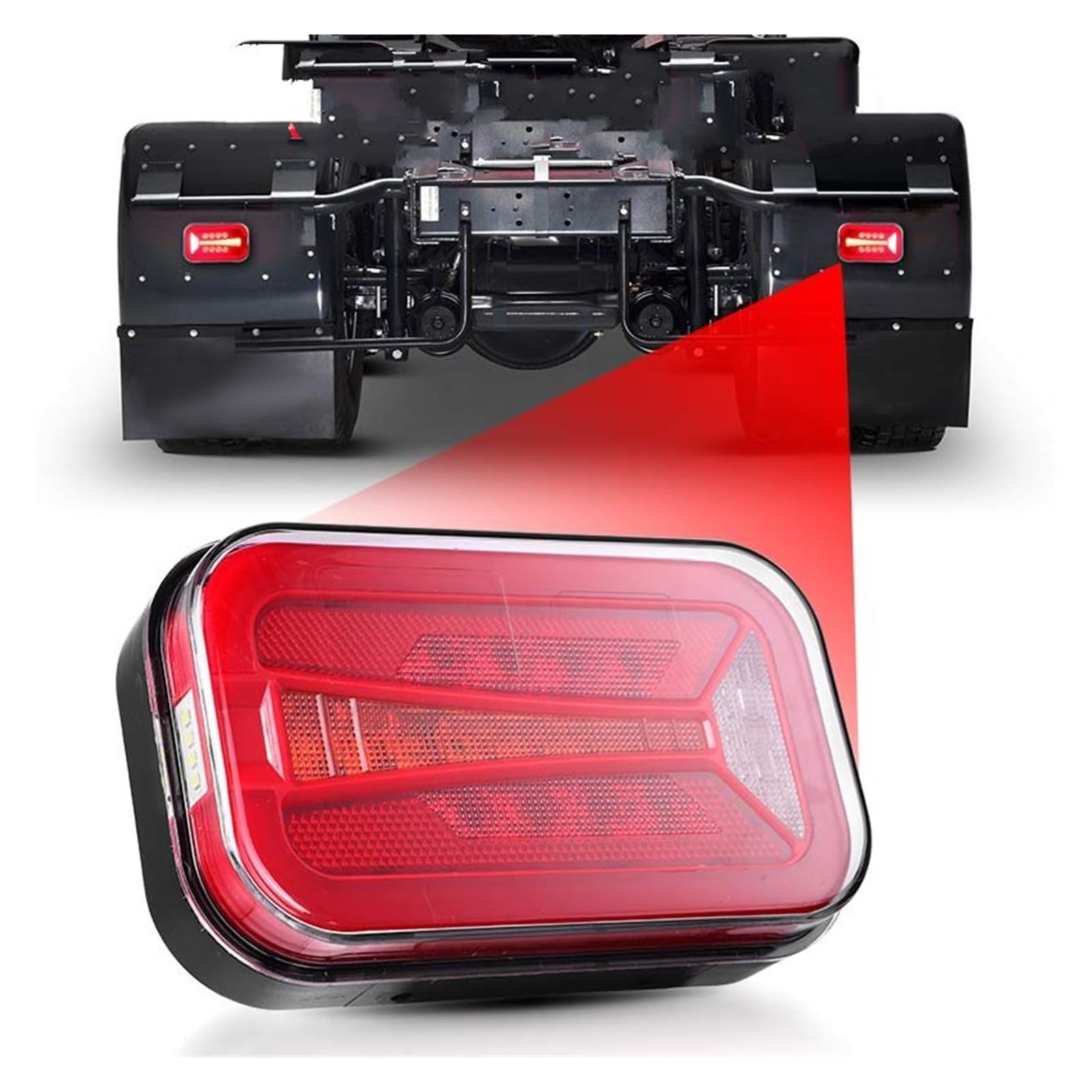 Piloto Trasero Para Camión Remolque Furgoneta 12V 24V Rojo Blanco Combinación Luces Traseras LED Lámpara Señal Giro 6,5 Pulgadas Parada Freno