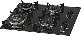 FISCHER COOKTOP À GÁS 4 BOCAS TRIPLA CHAMA FIT LINE MESA VIDRO PRETO BIVOLT - 26299-57078