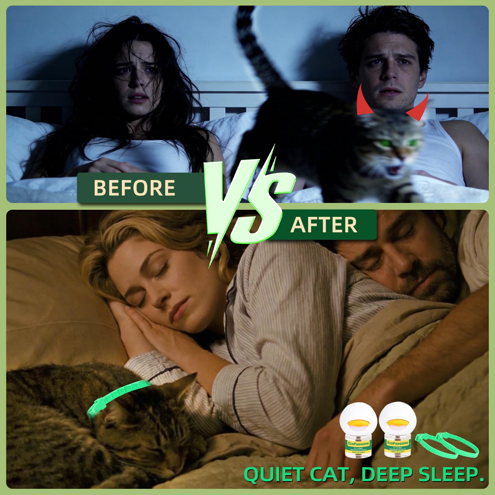 Cat Calming Diffuser and Calming Collar for Cats: Cat Calming Collar - Cat Calming Pheromone Diffuser-St. Patricks Day Cat Collar-Pheromones for Cats (2 Diffusers+2 Refills+2 Collars，Green) - image 3