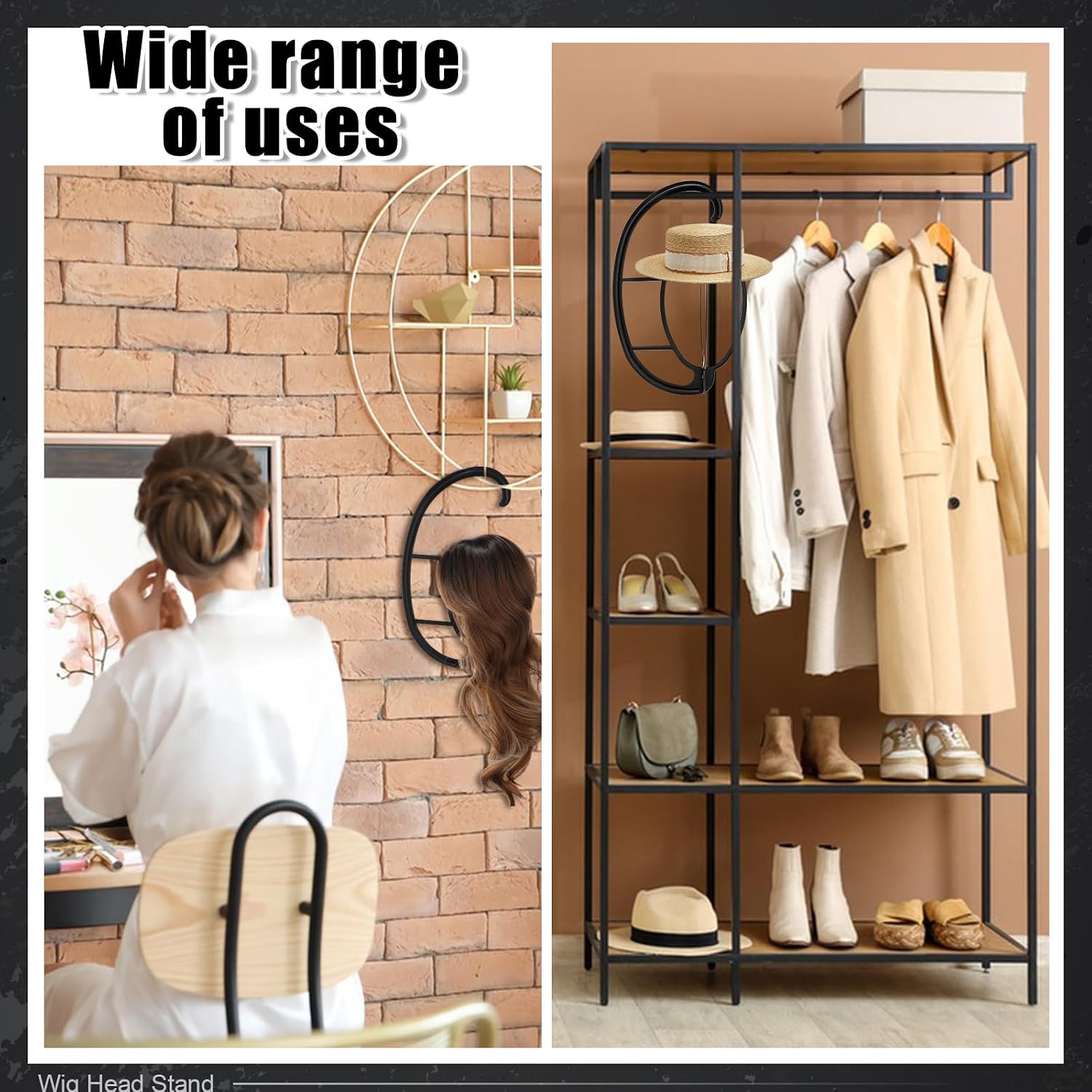ProSuites Wig Head Stand with Wig Brush Comb, Travel Wig Holder Comb Set for for Women Multiple Wigs