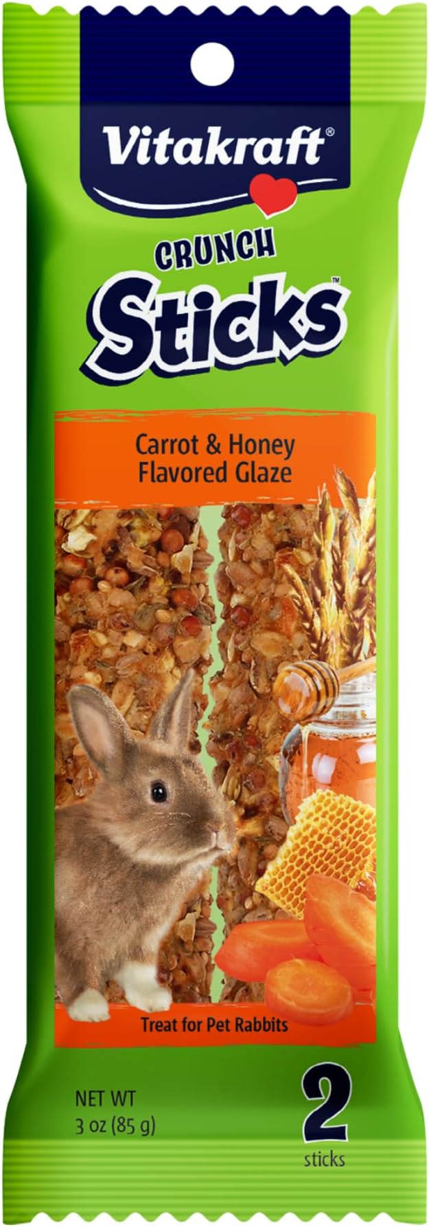 Vitakraft Crunch Sticks Rabbit Treat - Carrot and Honey - Rabbit Chew Sticks, 3 oz