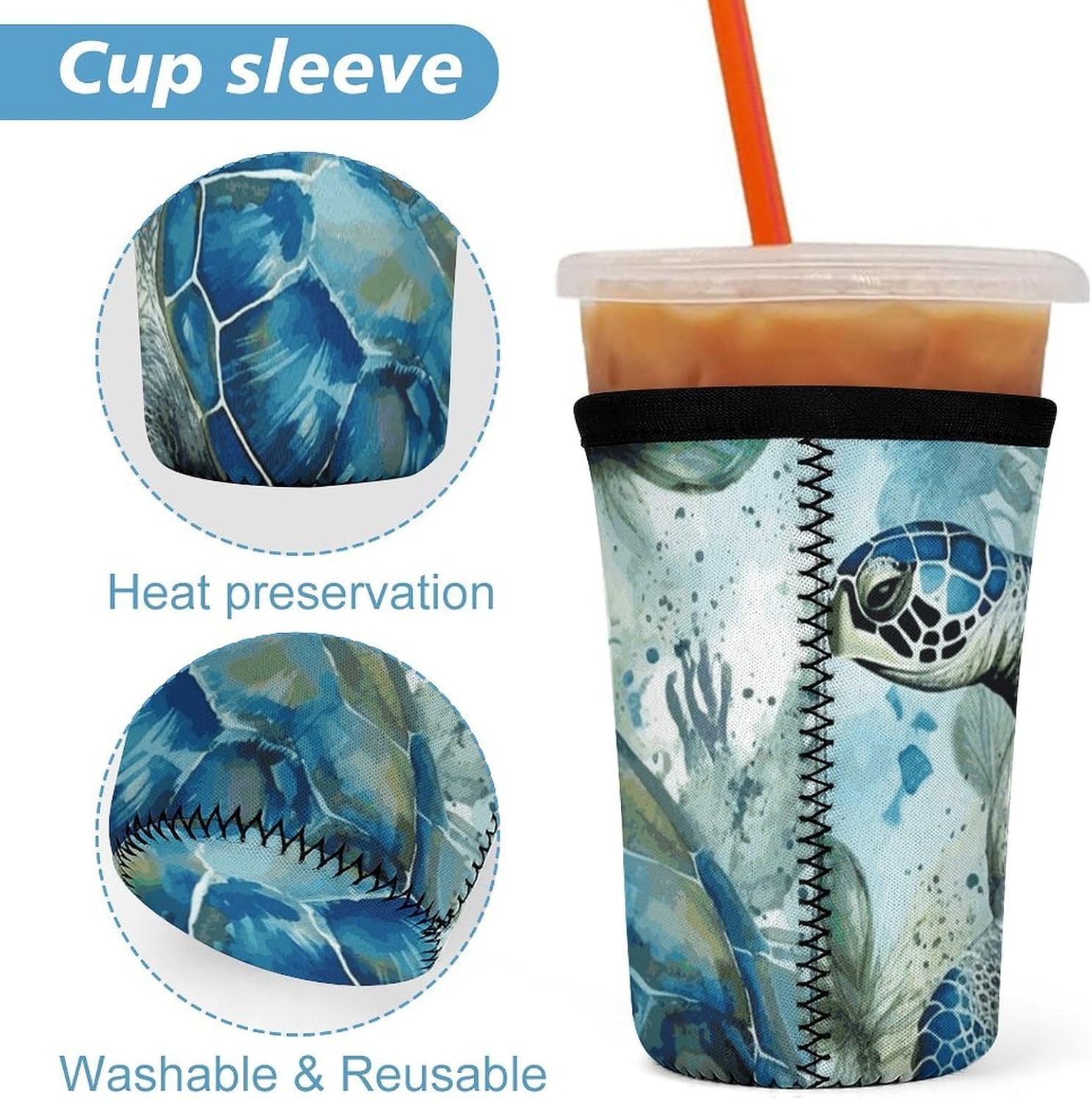 3 Pack Neoprene Cup Sleeves, Stretchy Reusable Drink Cup Cover Universal