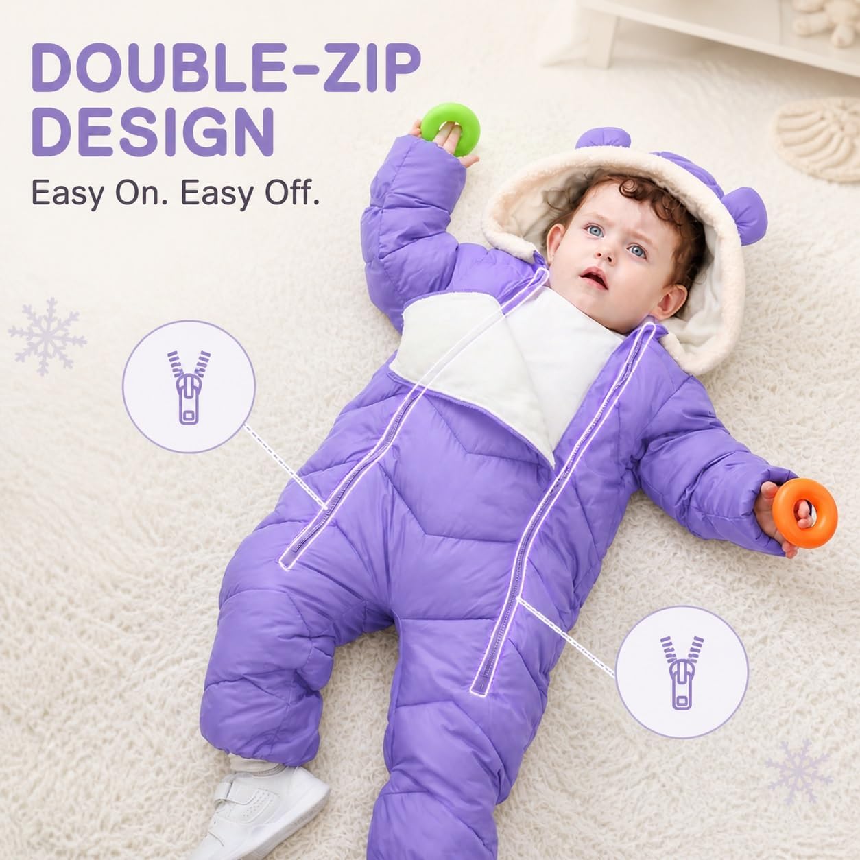 uideazone Baby Boys Girls Snowsuit Toddler Thick Fleece Winter Coat 3-24M