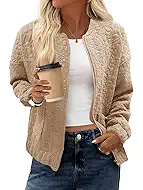 Tankaneo Womens Bomber Jackets Lightweight Zip Up Fashion Cute Jacquard Coats Fall Varsity jacket