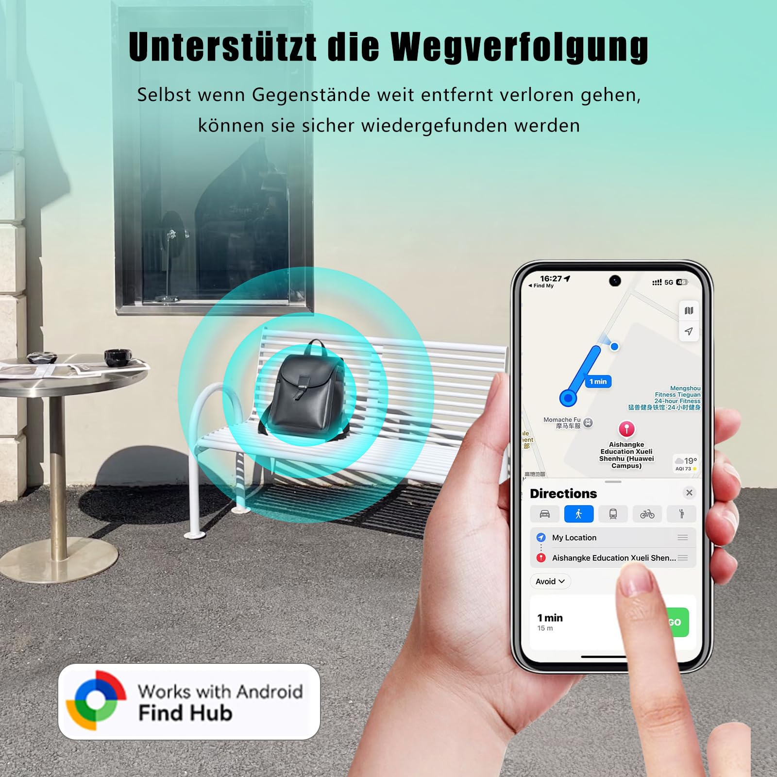 GPS Tracker Auto Android 4 Pack Ohne ABO, Schlüsselfinder Air Trackers Tag für Google Find Hub APP für Katze Hund Kinder, Finder Smart Tags Magnet für Vehicles KFZ Gepäck Brieftasche (Nur Android)