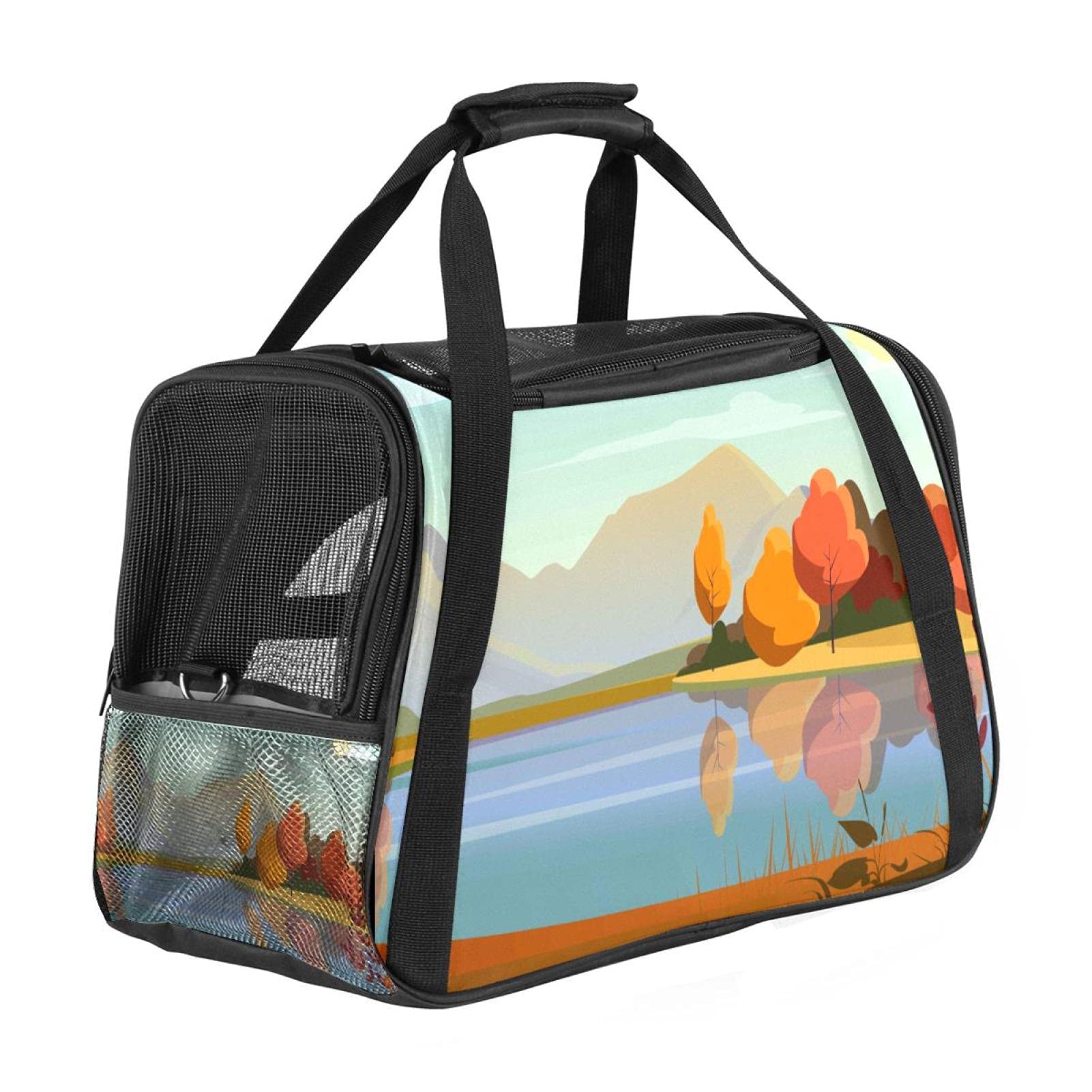 Sac chat et chien pour avion imprimé paysage lac pour les vacances