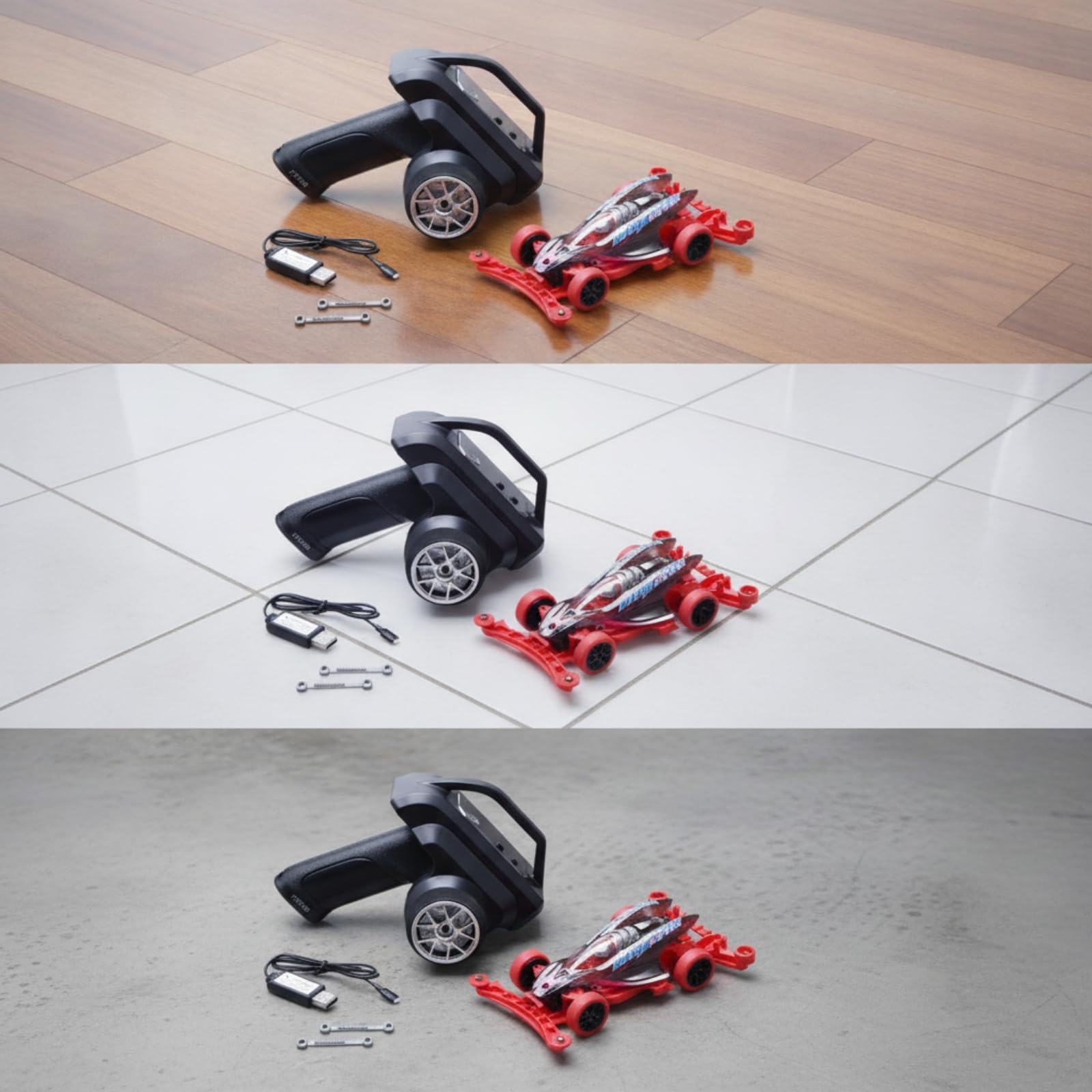 Mini Veicolo Radiocomandato Auto RC Macchinina Modellino Miniatura Elettrico in Plastica con Motore 130 Rapporto 4.0 1 Pacchetto Completo USB Ricarica, Bianco, 1 32
