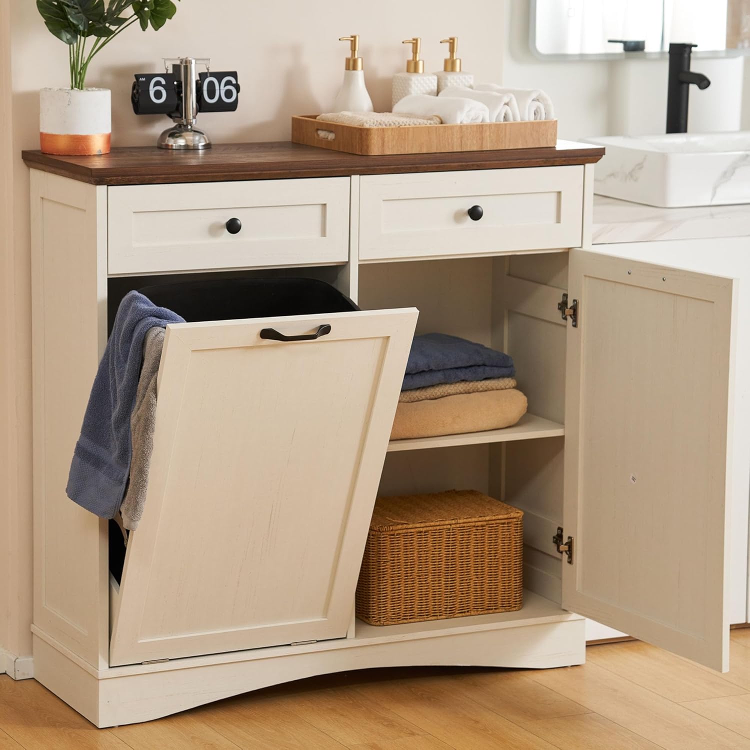 AHB 13 Gallons Tilt Out Trash Kitchen Wood Trash