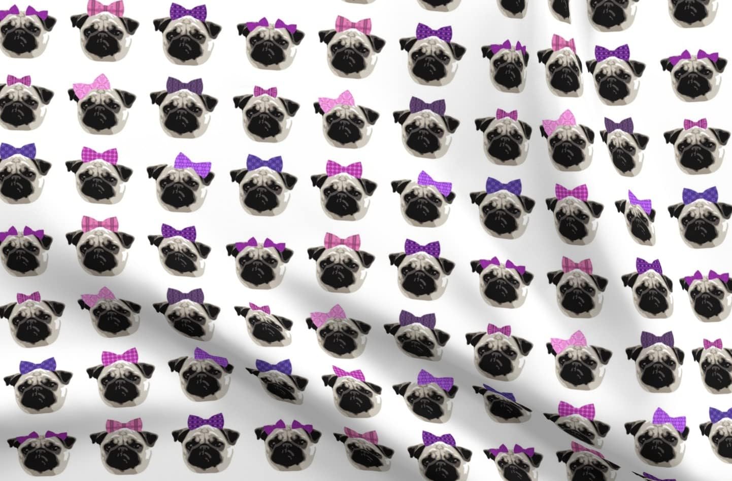 Spoonflower Fabric - Pretty Pug Girls Pugs Dog Dogs Printed on Polartec(R) Fleece Fabric by The Yard - Sewing Blankets Loungewear and No-Sew Projects