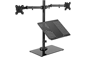 VIVO Freestanding Ergonomic Dual Monitor Mount with Laptop Holder