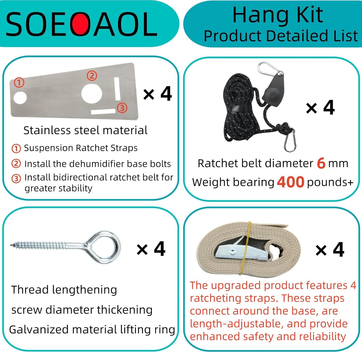 Upgraded 5822 Dehumidifier Hanging Kit for AprilAire Crawl Space dehumidifier, Basement, Whole-House Dehumidifier Models E100, E130, 1820, 1830, 1870, 1852, 1850, 1872,E070, E080,