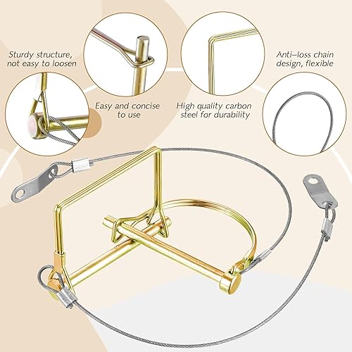 Miniatura 10 de 10 pines de acoplador de remolque con anillo de liberación rápida de acero, 2-34 pulgadas x 14 pulgadas (largo x ancho) pasador de acoplador de