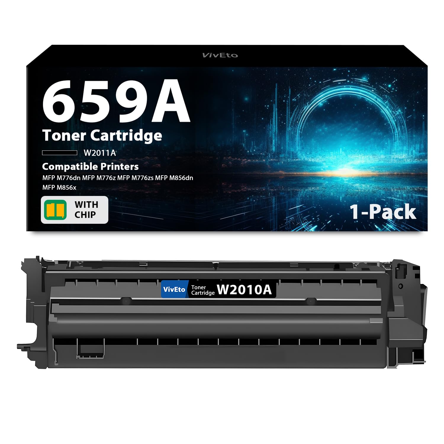 659A Toner Cartridge with Chip Replacement for HP 659A W2010A Toner Cartridge for Color Laser Enterprise MFP M776 M856x M856dn M776z M776dn Printer, 1 Pack 659A Toner Black