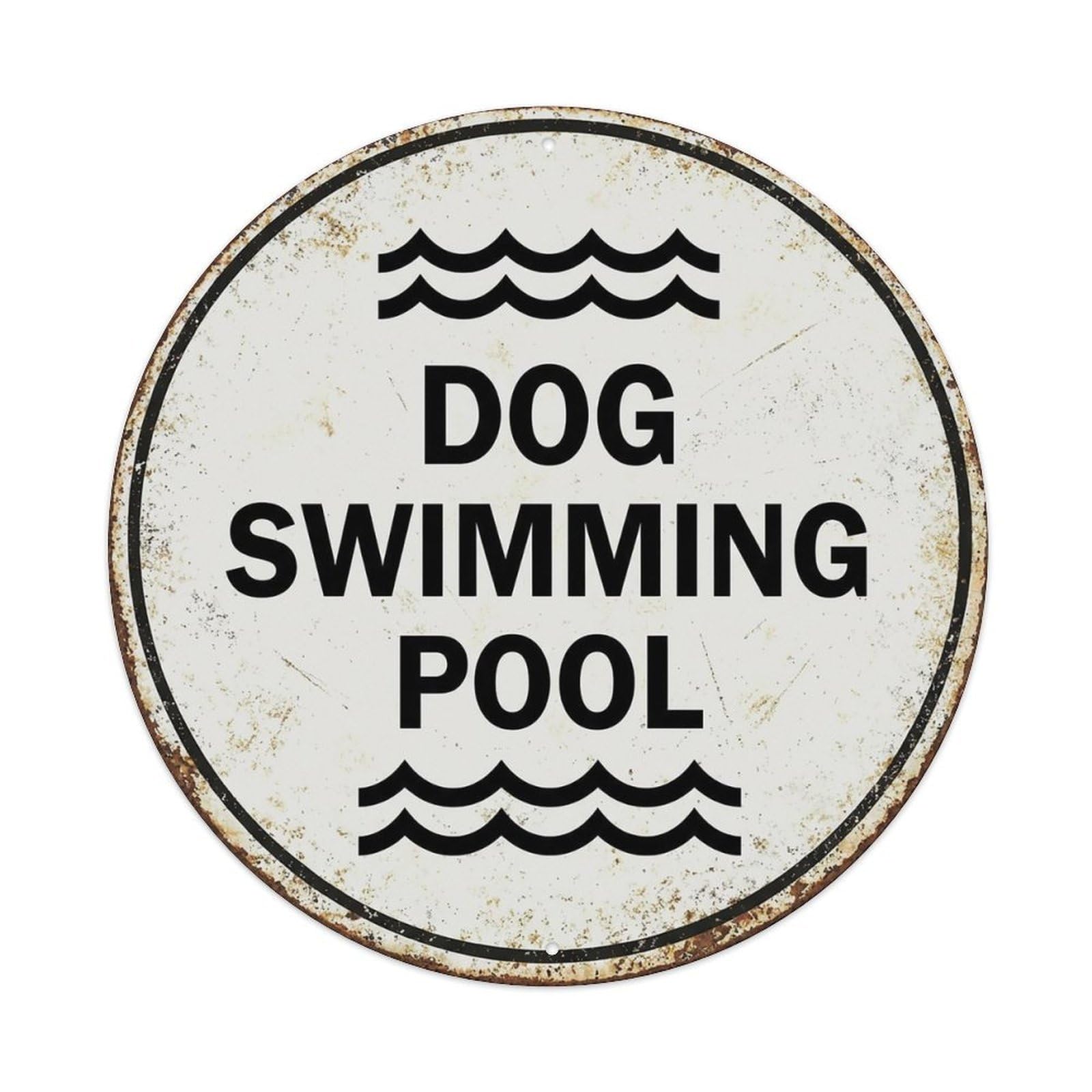 Vintage Dog Swimming Pool Decor Metal Tin Sign