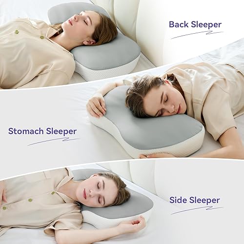 Miniatura 5 de Almohada cervical para el cuello para aliviar el dolor, almohada refrescante para dormir de lado, almohadas ergonómicas de espuma viscoelástica para