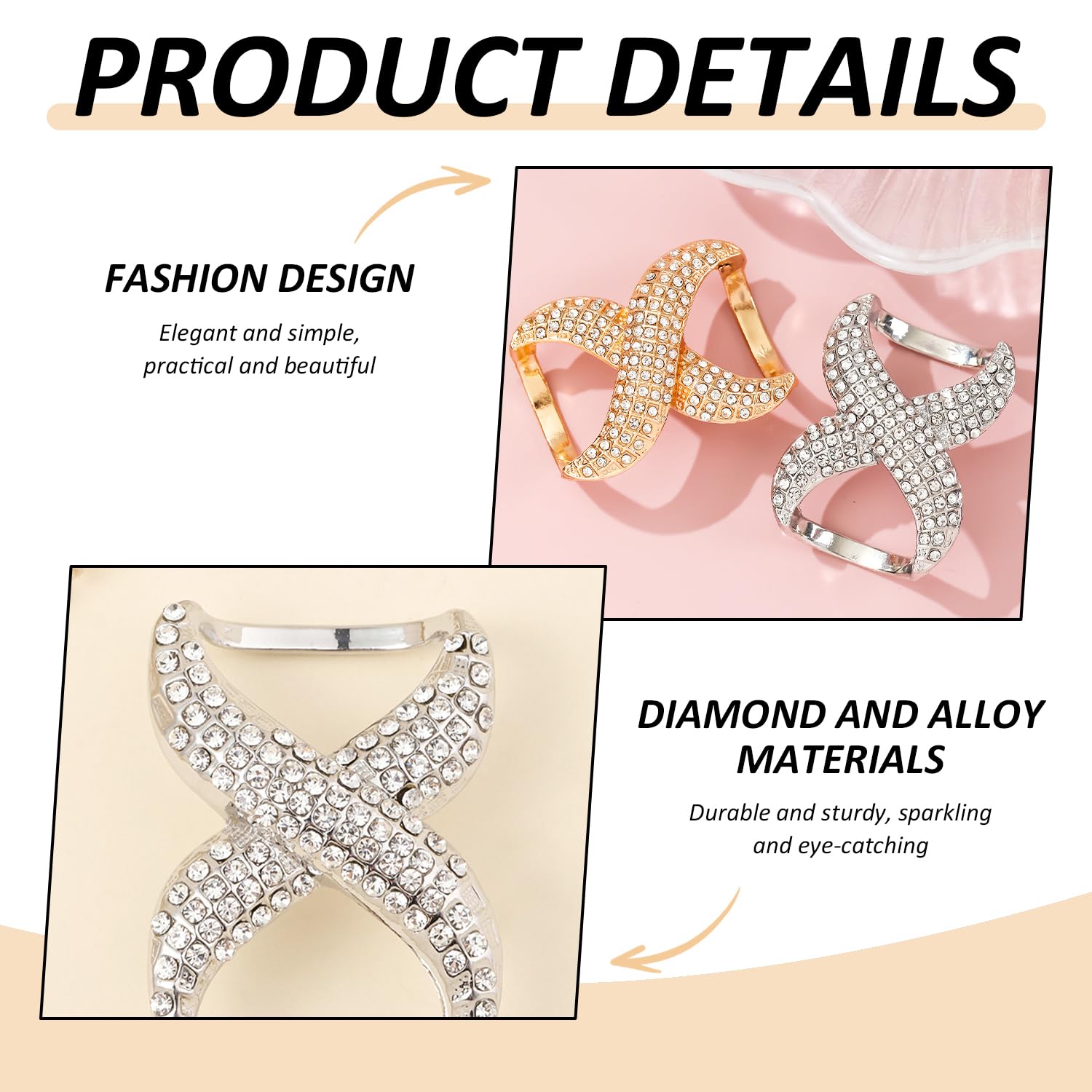 4 Pezzi di Fibbia per Sciarpa, Fibbia Decorativa in Metallo Silver, Accessori per Abbigliamento Unisex