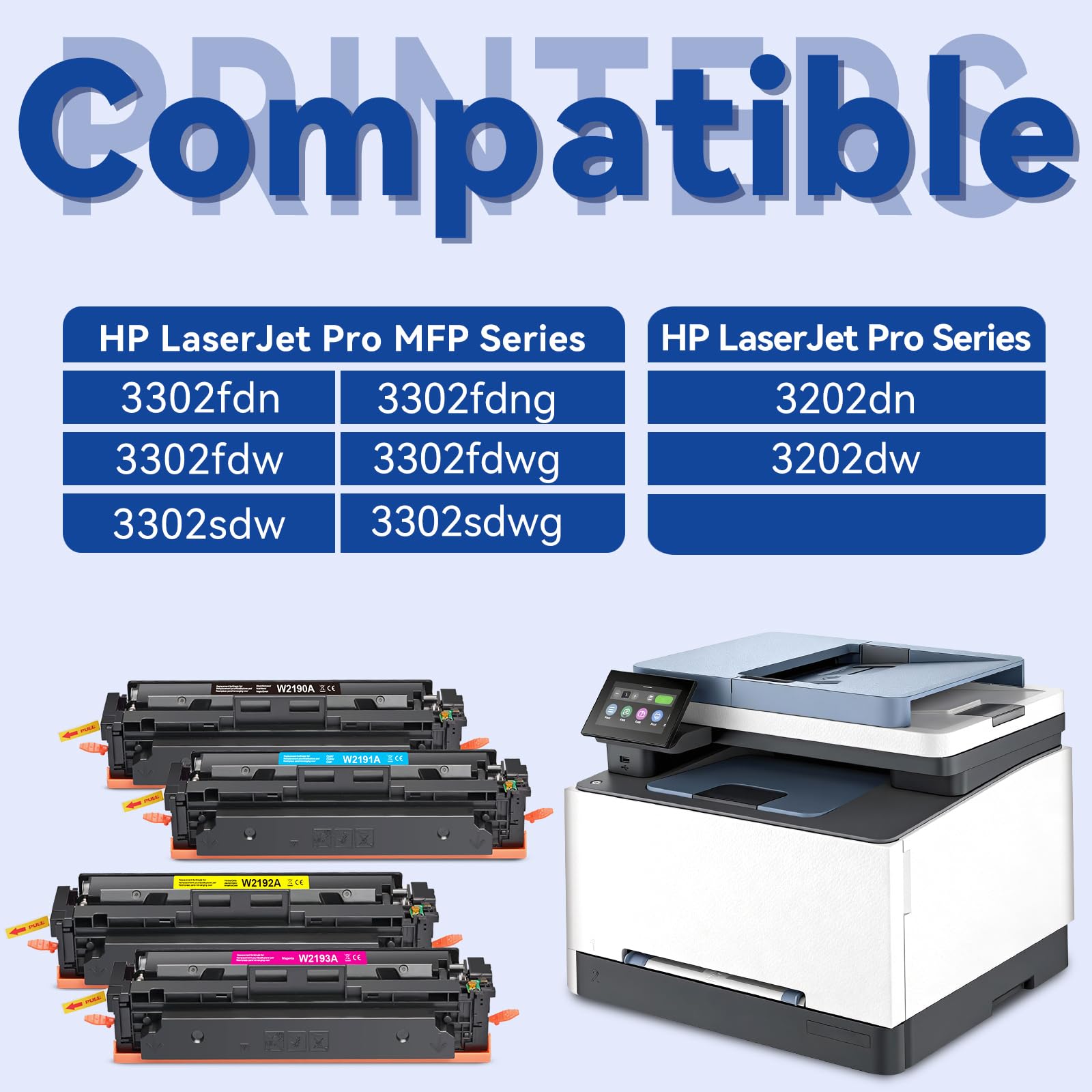 Lemero 219A Toner con chip, compatibile con HP Color LaserJet Pro MFP 3302FDWG 3302SDWG 3302FDW 3302SDW 3302FDN 3202DW 3302FDNG 3202DN per HP 219 219X W2190A Nero Ciano Magenta Giallo (4 Pack)