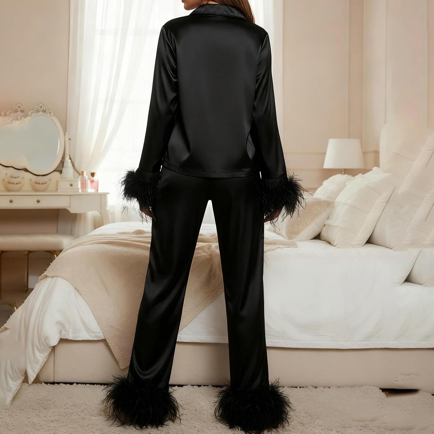 Women's Christmas Pajamas Set Long Sleeve Button Down Shirt and Long Pants 2 Piece Sleepwear Outfit - Image 5