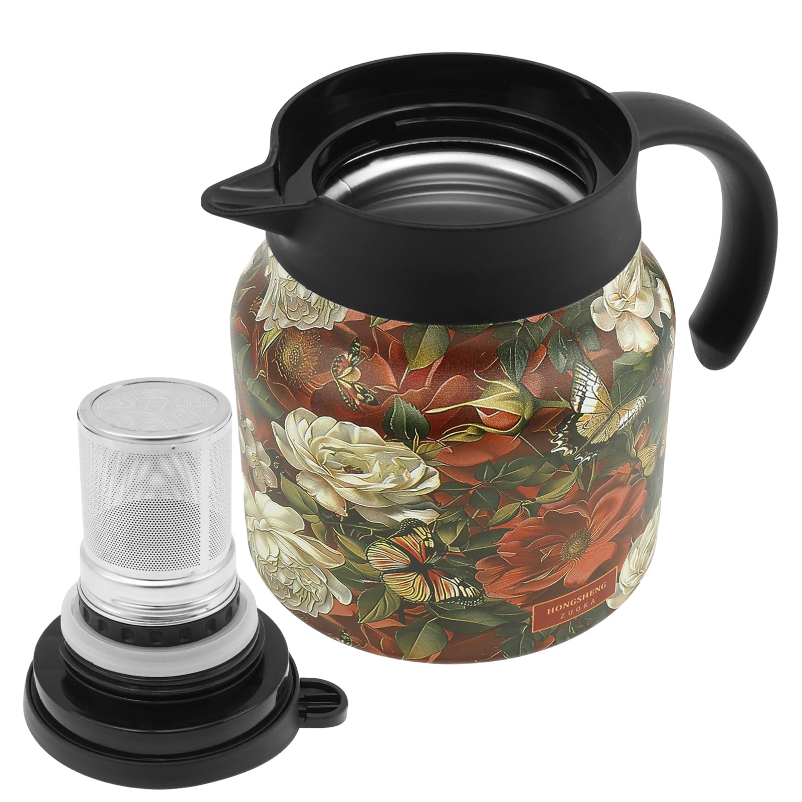 Mug isotherme rouge 800ml avec filtre à thé pour le bureau et les voyages