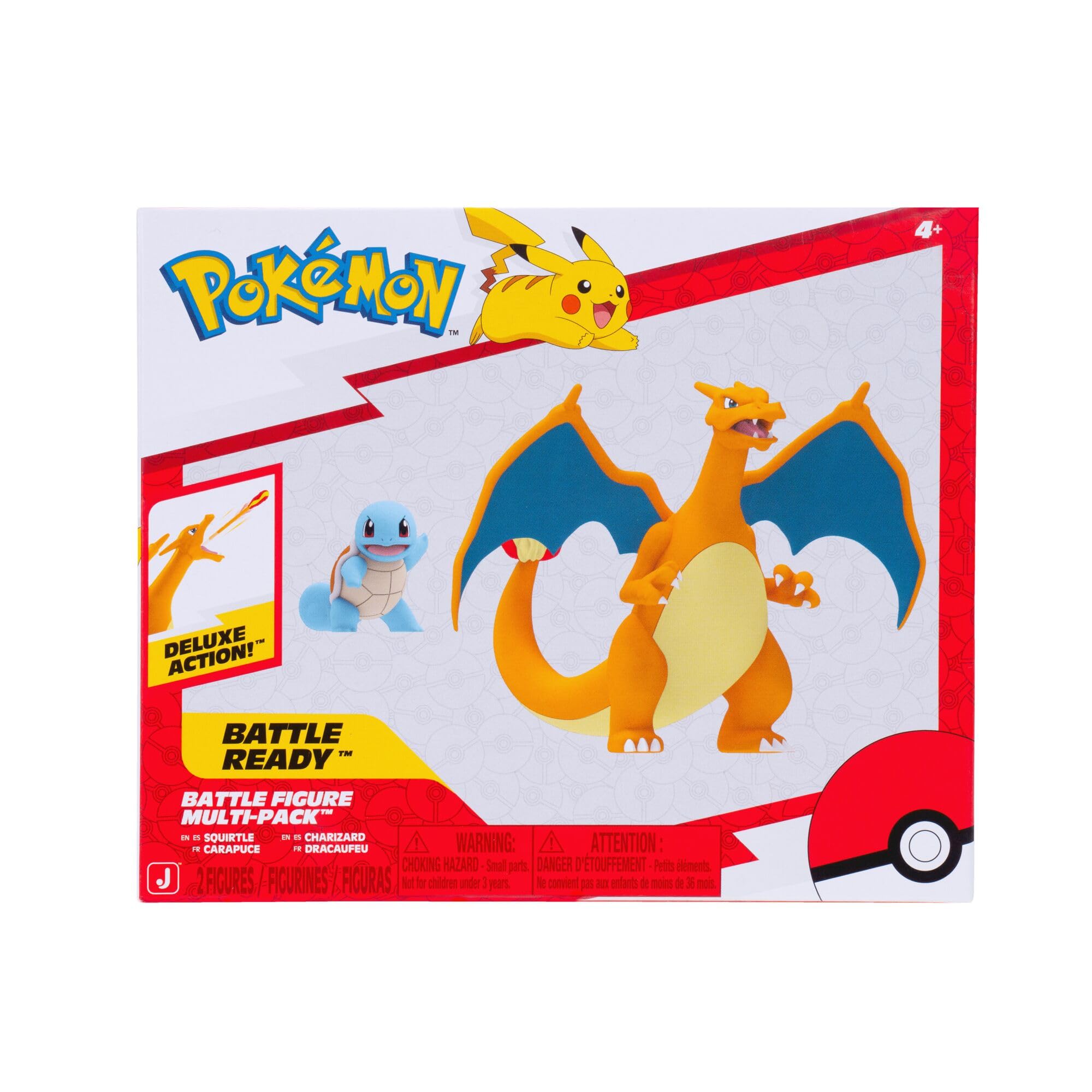 Pokemon Fire and Water Battle Pack - Includes 4.5 Inch Flame Action Charizard and 2" Squirtle Action Figures - Amazon Exclsuive