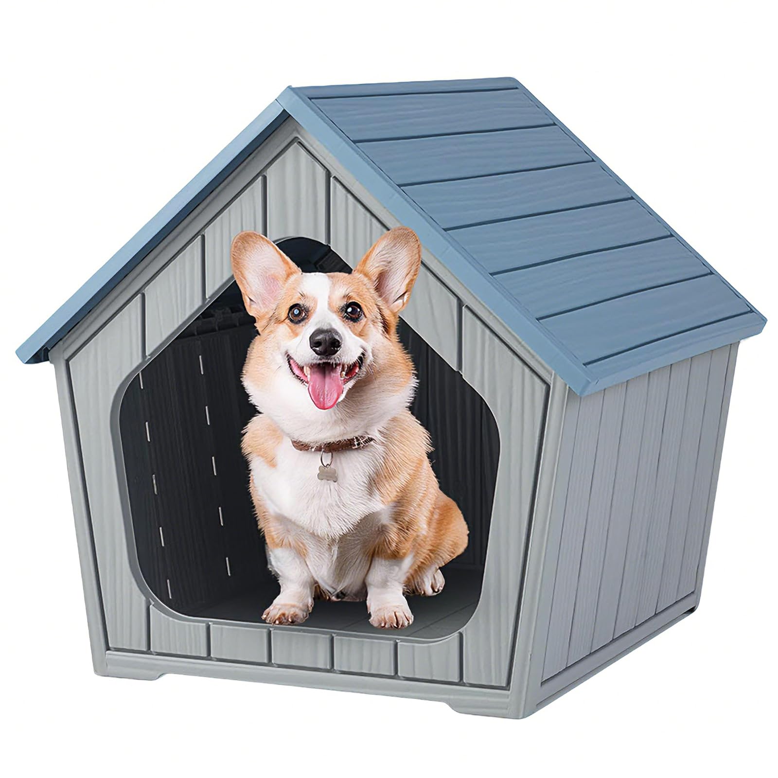 GYMAX Niche pour Chien en Plastique Imperméable avec Trous d'Aération