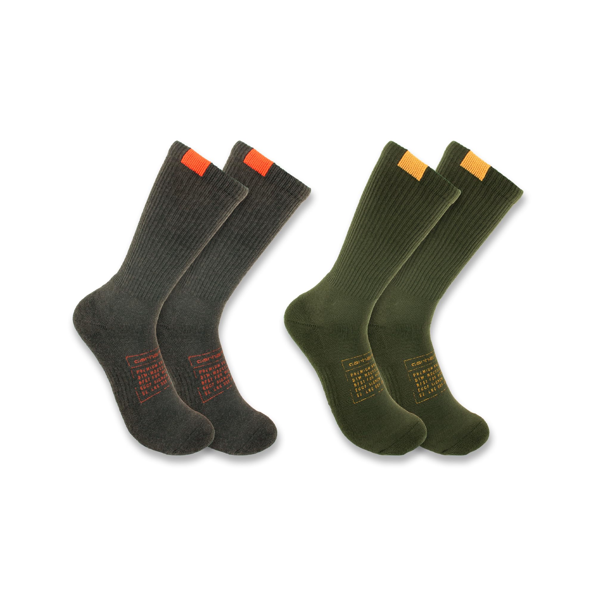 Carhartt Men's SC9662M Midweight Supply Crew Sock - 2 Pack, Assorted, Large