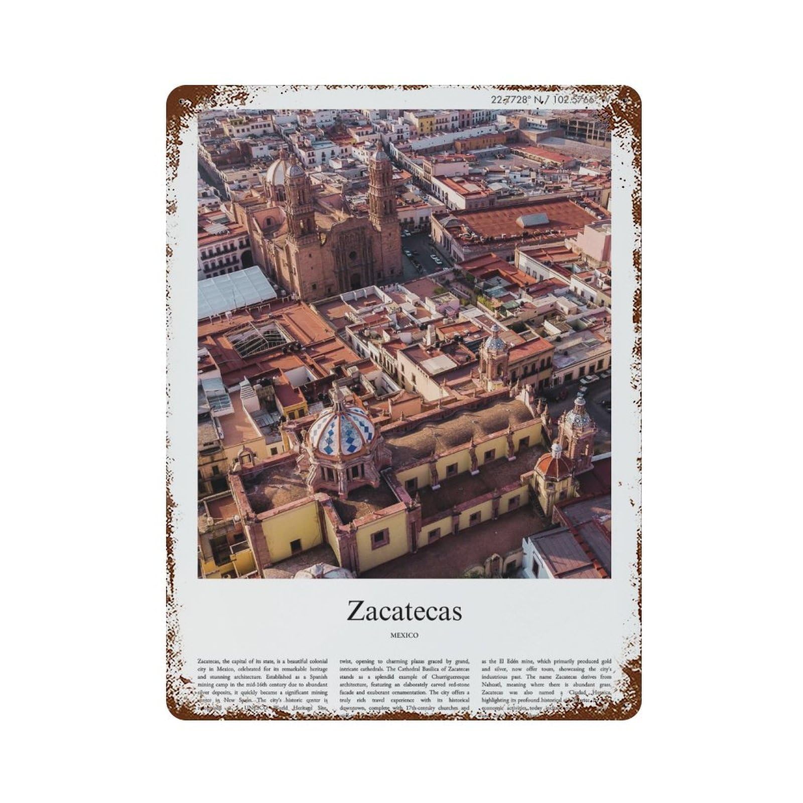 xiaoxiaoshen Zacatecas Mexico City Scenery Wall Decor Art Metal Tin Poster Modern Home Decor Art Home Bar Shop Decorations Vintage Sign 40x30cm