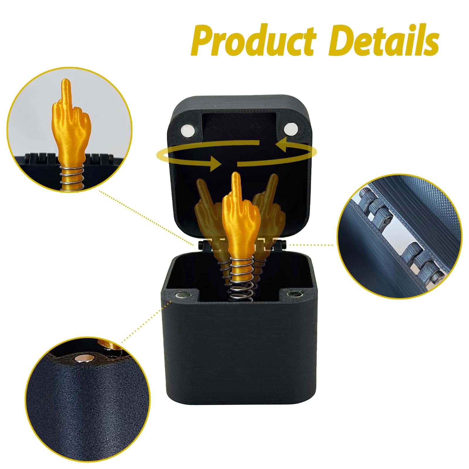 3Pc Middle Finger in a Box Pop-Up Surprise Prank Gift for Adults Spoof Hand Box for Office Desk or Home Decor Perfect Novelty Gift for Christmas and Special Occasions (3Pc, Golden)
