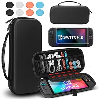 Old Canal Carrying Case for Switch 2, Switch 2 Travel Case with 10 Game Card Slots, Protective Hard Shell Carry Storage Cases for Switch 2 with Screen Protector, Thumb Grips - Amazon product rated Grade A