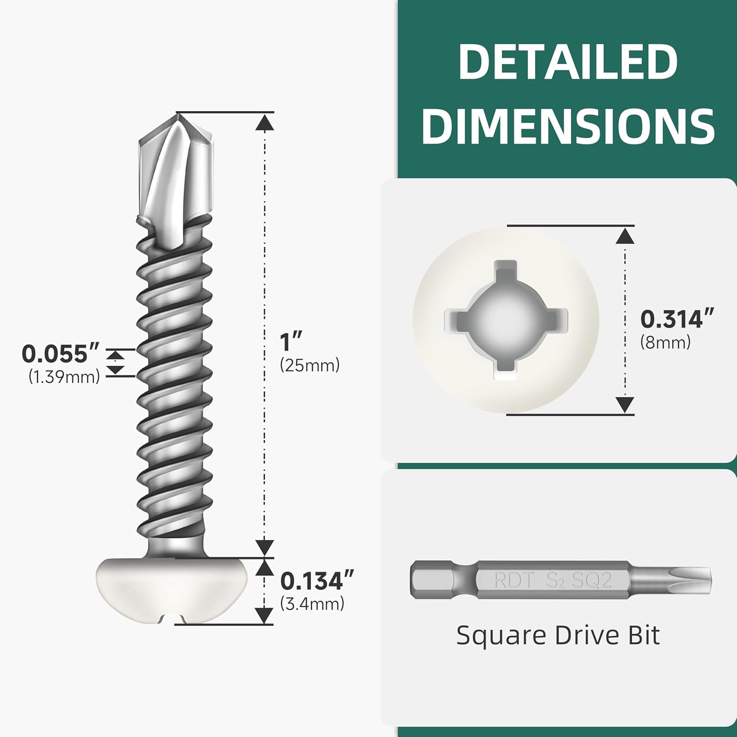 500Pcs RV Screws #8x1 Pan Head White Coated Quad Drive Self Tapping Screws for Metal for RV Interior/Exterior Enclosed Trailer Repair with Drill Bit
