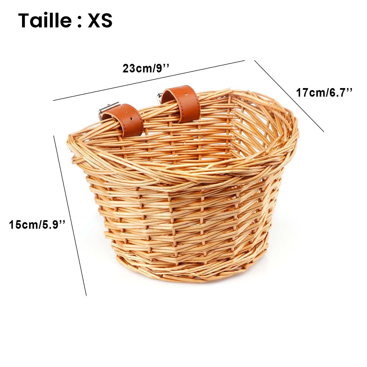 AVASTA Panier de vélo pour Enfants en Osier pour 12 14 16 18 20 Pouces Filles Vélos Scooter Tricycle Accessoires de vélo pour Enfants avec Sangles en Cuir Plusieurs Couleurs