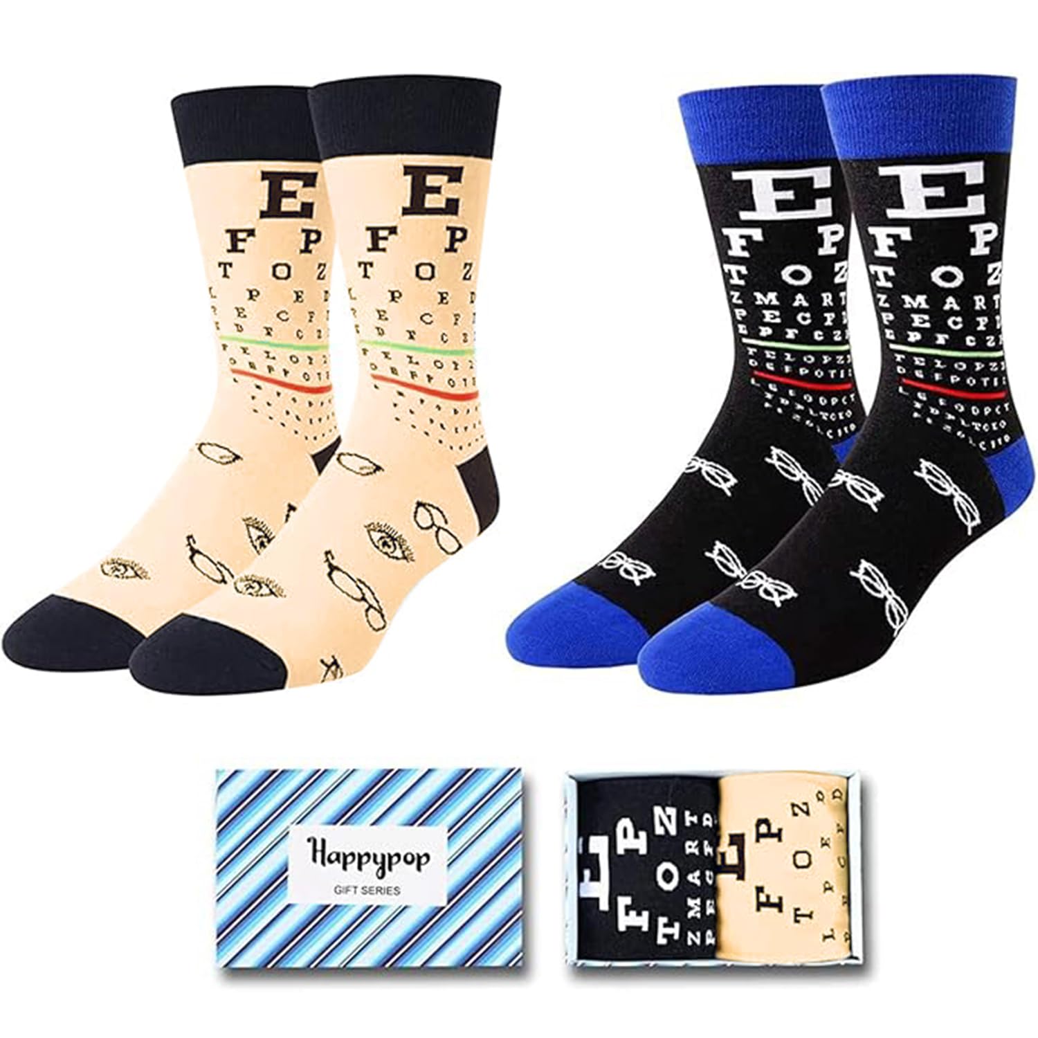 HAPPYPOP Funny Socks for Men - American Flag Optometry Golf Bowling Medical Teeth Gifts