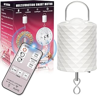 Disco Ball Motor with Remote Control,Adjustable 3 Rotating Speeds and 2 Way Direction Electric Slow Wind Spinner for Wind Chimes, Baby Crib Mobiles, Mirrors, and Hanging Ornaments