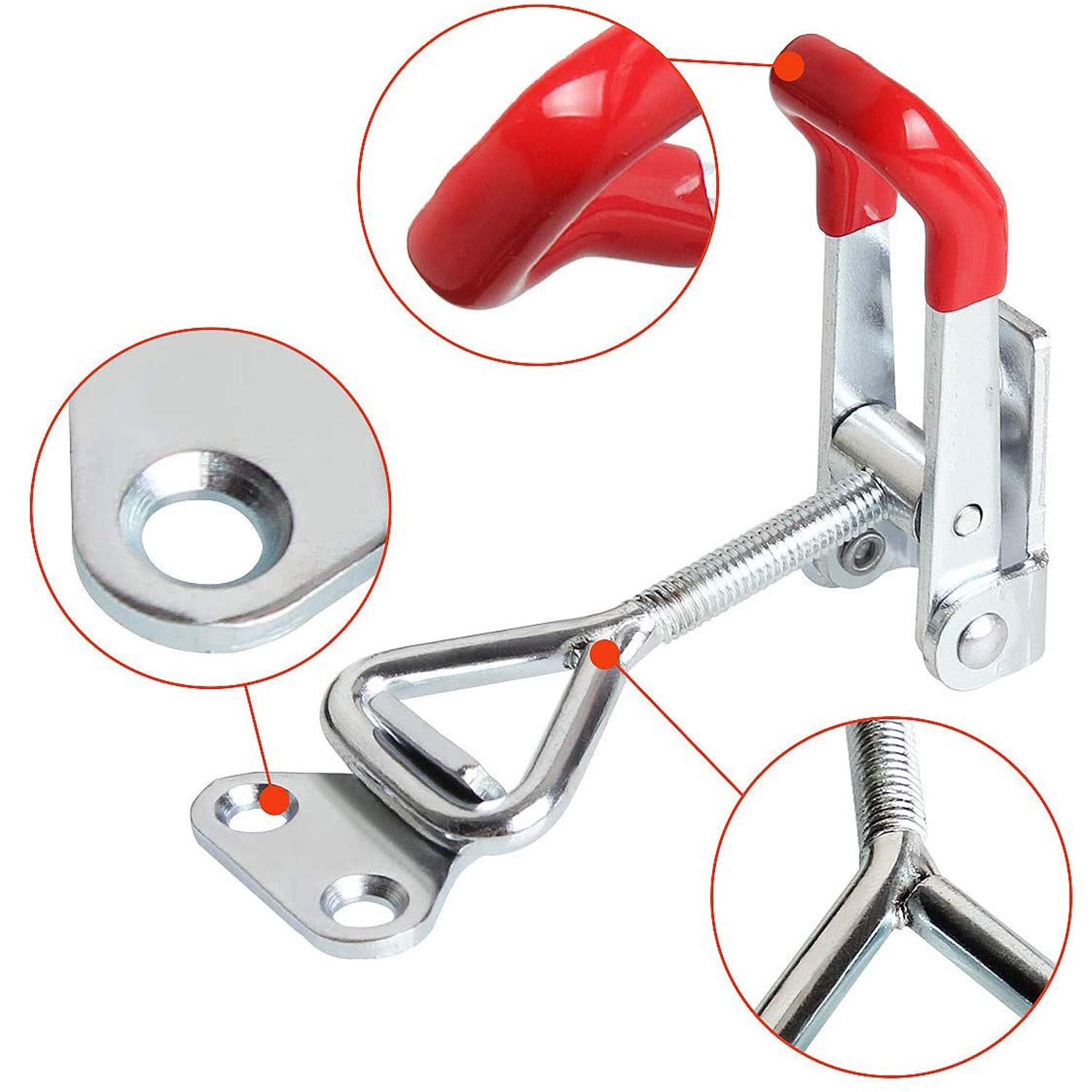 Lot De 8 Sauterelles à Bascule Réglables GH-4001 - Loquet Métal Robuste 100 Kg, Fermoir Rapide Antirouille Avec Trou De Verrouillage Pour Armoires, Portes, Boîtes à Outils