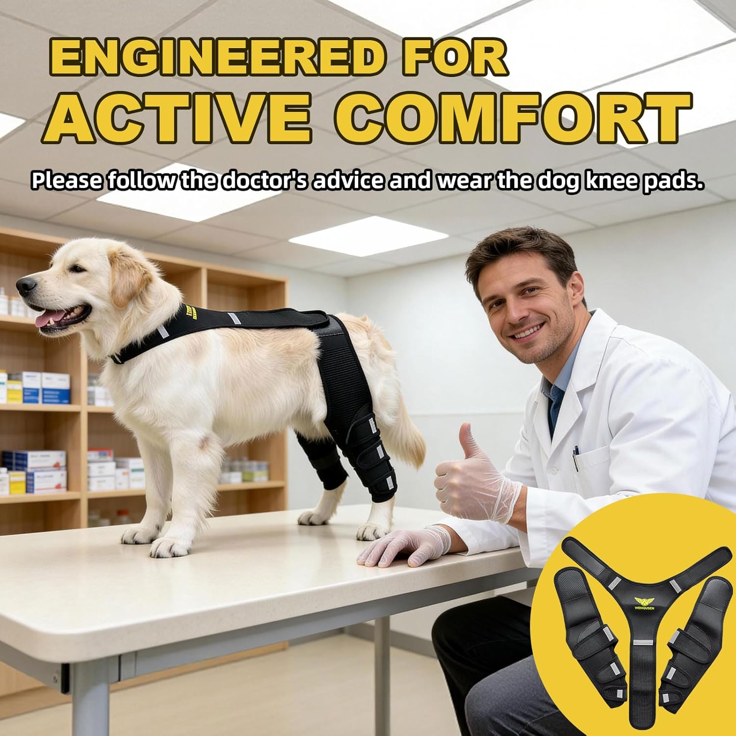 Dog Knee Brace for Torn ACL Hind Leg - Professional Recovery Support, Patented Double Strap System & Flexible Splints Stabilize Joint, Promotes Healing & Mobility (XL) 65-110LB