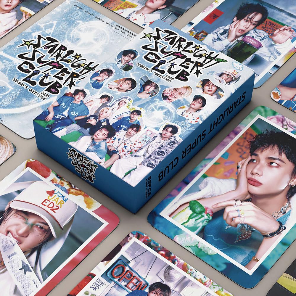 Stray Kids Photocard, 55 sztuk kart Kpop Stray Kids Lomo, nowy album, karty fotograficzne Kpop SKZ, must-have dla fanów K-pop (niebieskie)