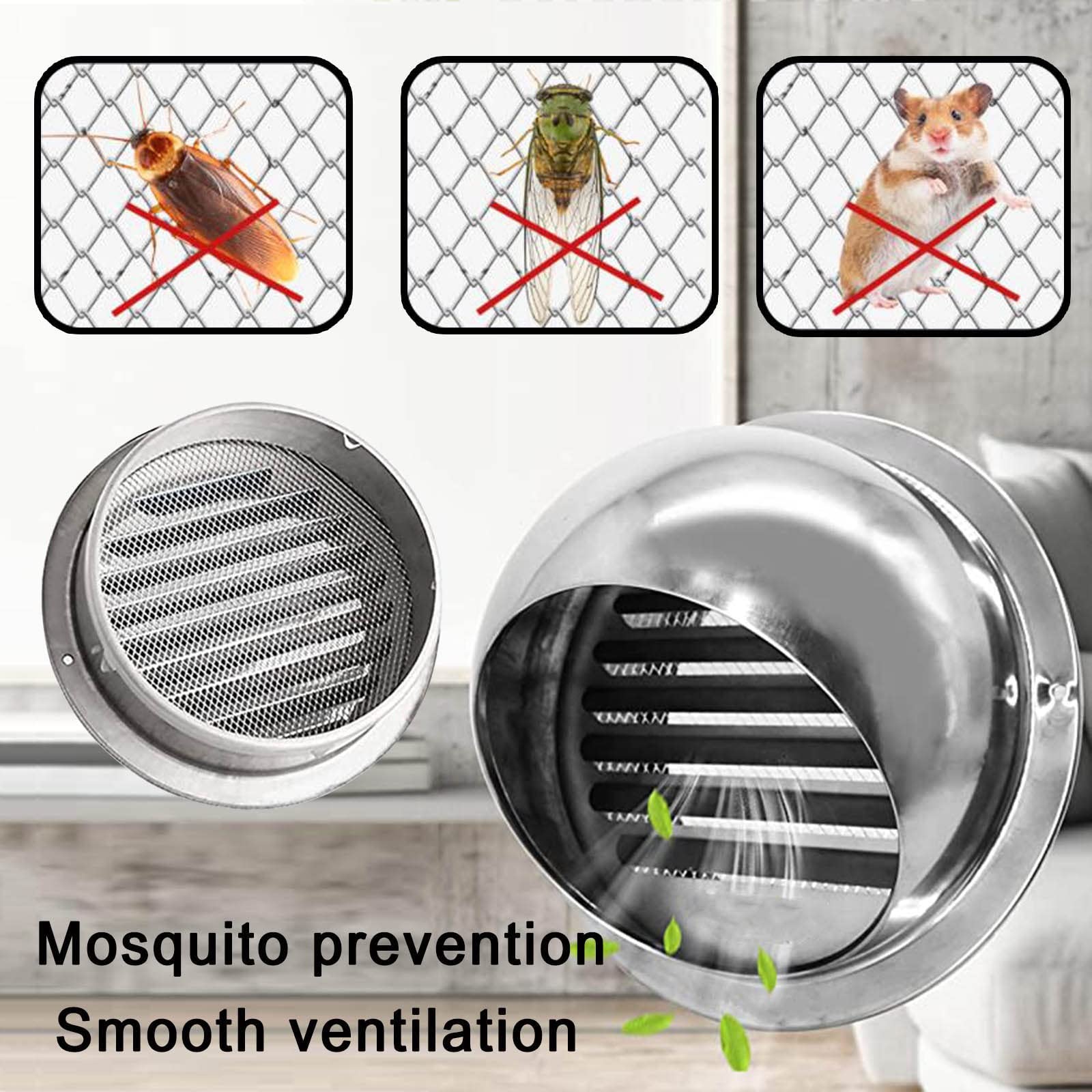 Rejilla Redonda Tapa De Ventilación Ø 80mm 100mm 120mm 150mm, 304 Inoxidable Tapa De Ventilación Con Malla De Pantalla, Respiraderos Tapa ​Cocina Protección, Contra La Intemperie ( Color : Silver , Si